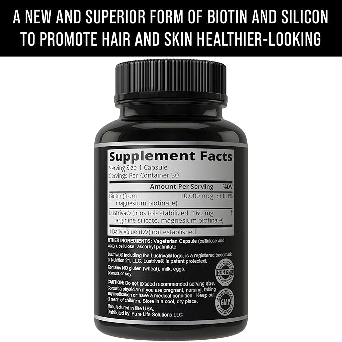 Lustriva Hair Growth Supplement - Clinically Proven in A Double-Blind Study for Hair Growth and Skin. for Both Women and Men. Enhanced with Biotin 10000mcg for Max Results