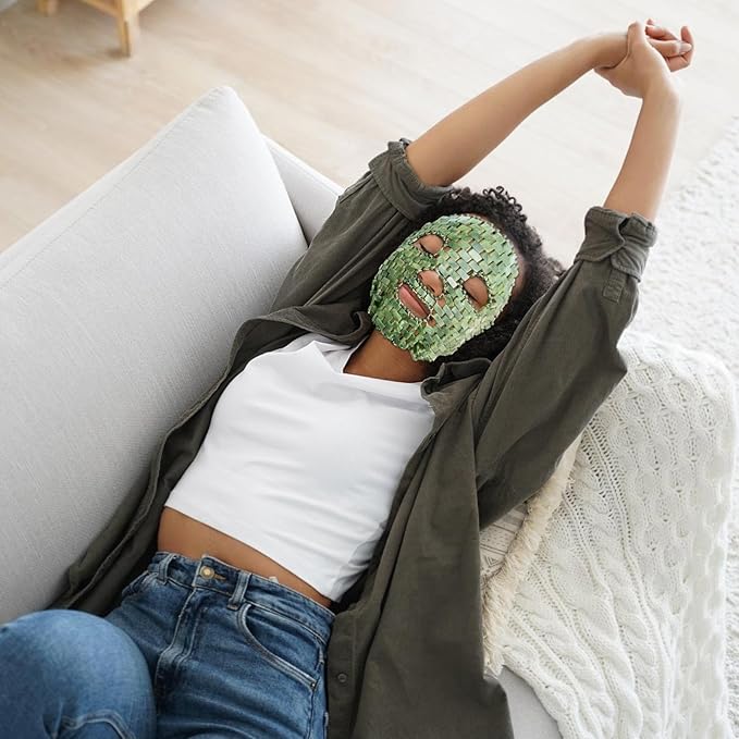 gemshan Jade Mask,100% Natural Stone Facial Mask for SPA Skincare Beauty Tools for Puffy Eyes Dark Circles