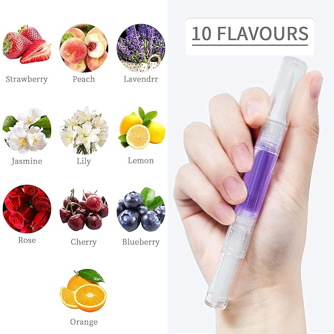 10pcs Cuticle Oil Pens Gel,Nail Oil Pen Nail Nourishment Polish for Nails Moist and Treatment,10Kinds of Fruity Smell Cuticle Revitalizer Oil Pen with Soft Brush,Nail Oil Manicure Repair The Cuticle,