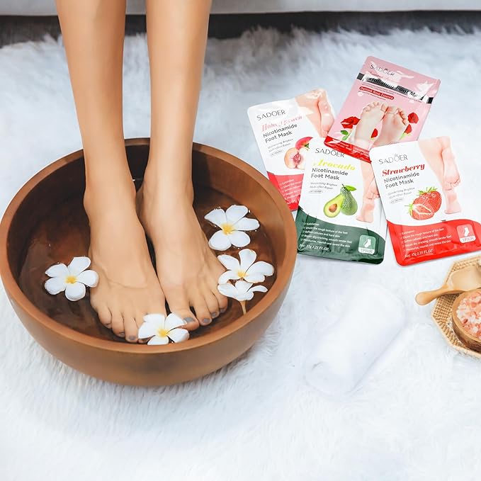 24 Pcs Fruits Beauty Foot Mask Bulk Hydrating Foot Moisturizing Socks Shea Butter Aloe Treatment Mask for Spa Kit Sleeping Skincare Gift Beauty Kits for Women