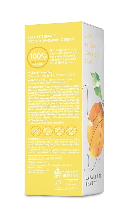 Beauty Vita Yellow Double C Serum. 1.18 Fl.oz | Nourishing & Skin Firming Effects | 9 Essential Vitamins | Korean Skincare
