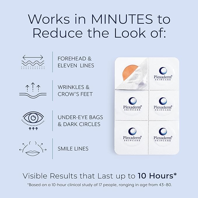 Plexaderm Rapid Reduction Eye Serum - Visibly Reduces Under-Eye Bags, Wrinkles, Dark Circles, Fine Lines & Crow's Feet Instantly, Anti Aging Wrinkle Remover for Face, 30 Single Use Pods