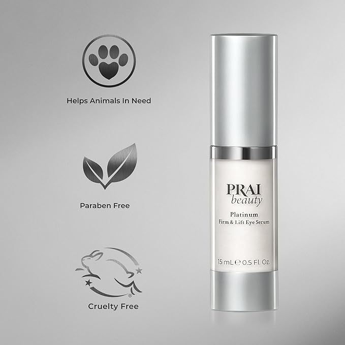 PRAI Beauty Platinum Firm and Lift Eye Serum, Anti-Aging and Hydrating Serum, Paraben-Free, Vegan, Cruelty-Free, 0.5 oz