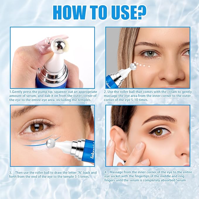 5% Caffeine Eye Serum with 360ยฐ Massage Rollerball Topper,Caffeine Cream for Dark Circles,Wrinkles,Puffiness and Fine Lines,Under Eye Roller Cream Treatment for Women and Men