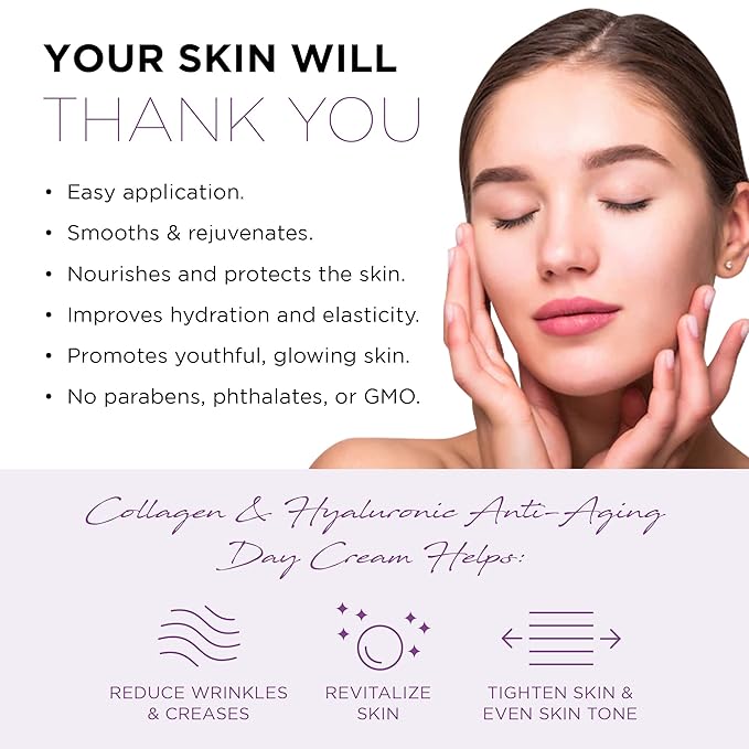 Azure Cosmetics Dermatologist Tested Collagen & Hyaluronic Acid Day & Night Face Moisturizer - K Beauty Anti-Aging Cream for Wrinkle Repair & Deep Hydration Cream - Korean Skincare - All Skin Type