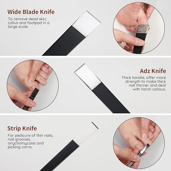 Segbeauty 9pcs Pedicure Knife Set, High Manganese Steel Foot File Set with Storage Bag, Ingrown Toenail Blade Tool for Cuticle Remover Callus Shavers Corn, Professional Foot Repair Sharp Blade Kit