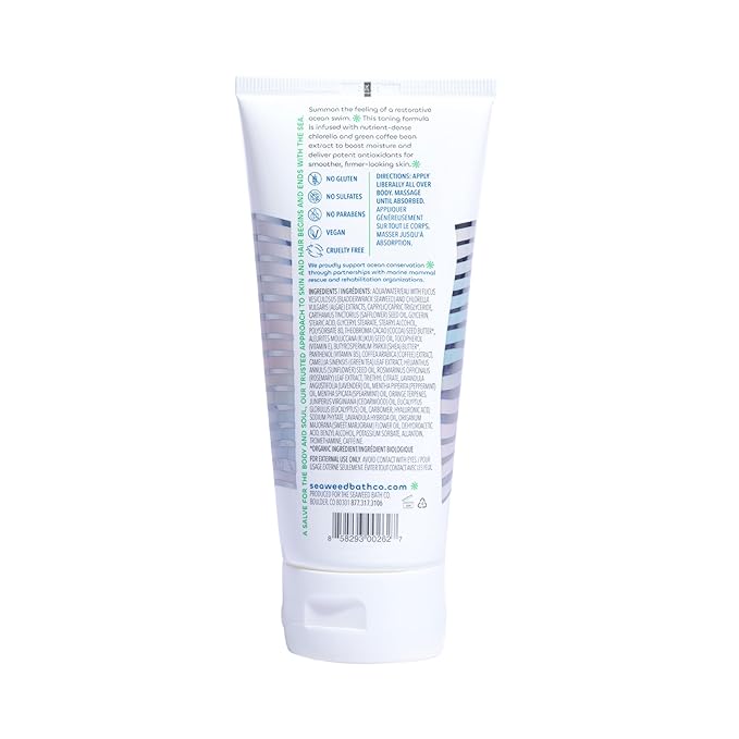Seaweed Bath Co. Firming Body Cream, Rosemary Mint Scent, 6 Ounce, Skin Toning Hand & Body Lotion Moisturizer for Dry Skin, with Sustainably Harvested Seaweed, Chlorella, Green Coffee Bean