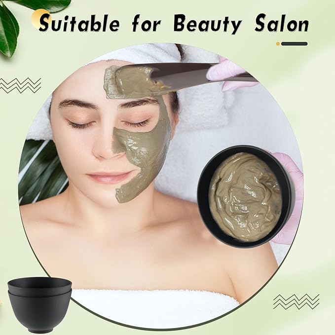 8Pcs Black Facial Mask Mixing Bowl with 8Pcs Spatulas,Silicone Mud Mask DIY Containers,Skincare Products Makeup Kit,Cosmetic Beauty Tool for Home Use,Salon,SPA,Microwavable