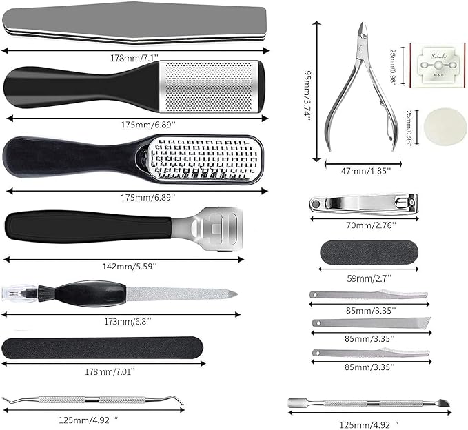 Pedicure Kit, 36 in 1 Foot Care Tools Stainless Steel Foot Rasp Dead Skin Remover for Home & Travel…