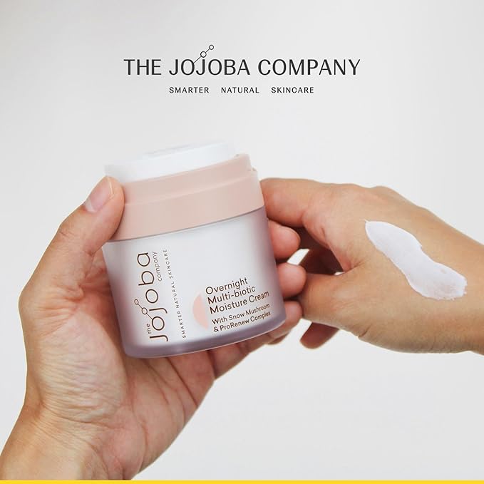 The Jojoba Company Overnight Multi-Biotic Moisture Cream with Snow Mushroom & ProRenew Complex โ Hydrating Night Cream for Dry, Sensitive Skin โ Nourishing, Lightweight