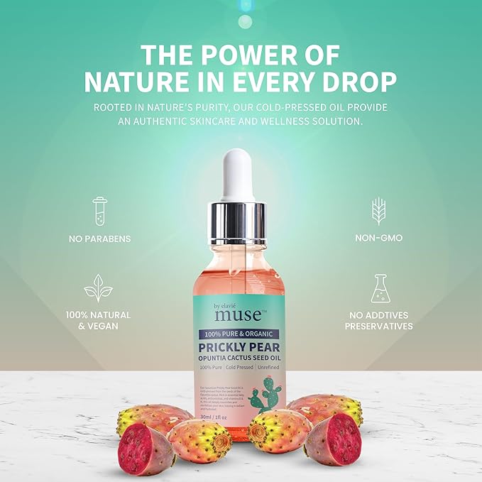 Prickly Pear Seed Oil - 100% Pure Organic Extra Virgin Oil, Cold Pressed Moisturizer for Face, Body & Hair Treatment - 1 oz - Hydrating & Nourishing