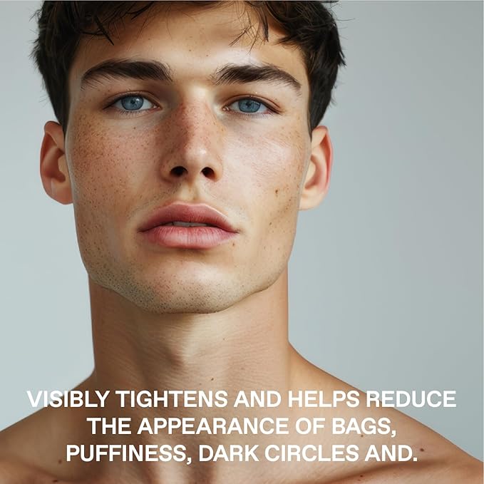 Under Eye Gel for Men, Caffeine Eye Cream, Peptides, RejuveNAD, Instant Tightening, Brightening, Depuffing for Under Eye Bags, Blurs Fine Lines and Dark Circles, 0.5 Fl Oz