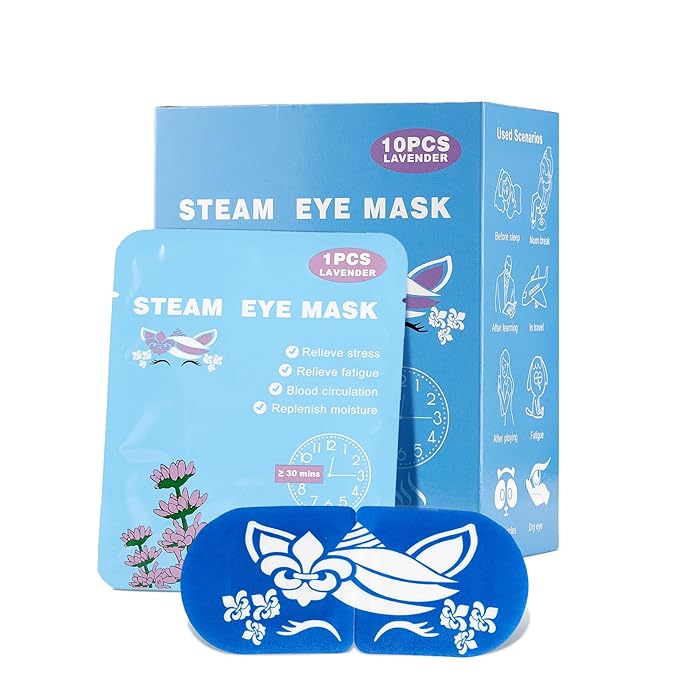 steam Eye mask for Dry Eyes,self-Heating Eye mask for Sleeping,SPA,Relief Stress and Eye Fatigue (10 pcs, Lavender)