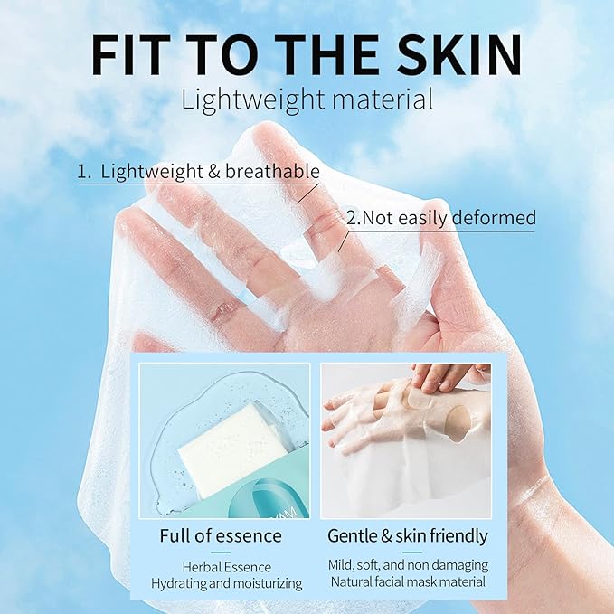 Face Masks Skincare Set for Women,Moisturizing Collagen Facial Masks,Hydrating Hyaluronic Acid Face Mask,Snail Face Mask for All Skin Types,Dry Skin,Oil Skin,Sensitive Skin (6Pack)