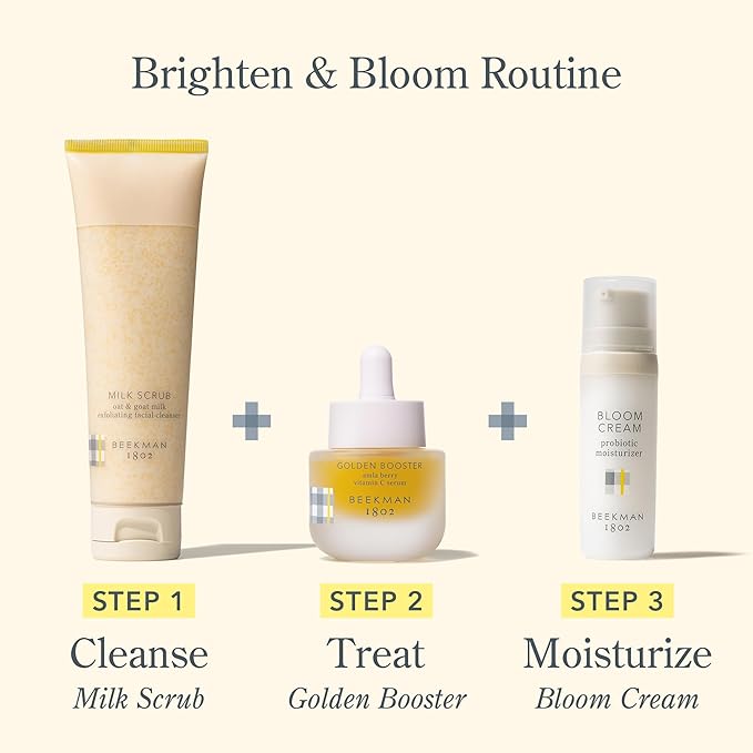 Beekman 1802 Brighter Days Skincare Routine Set - 3-Piece - Illuminates, Smooths & Boosts Skin Health - Good for Sensitive Skin - No Irritation - Clinically Kind - Fragrance Free