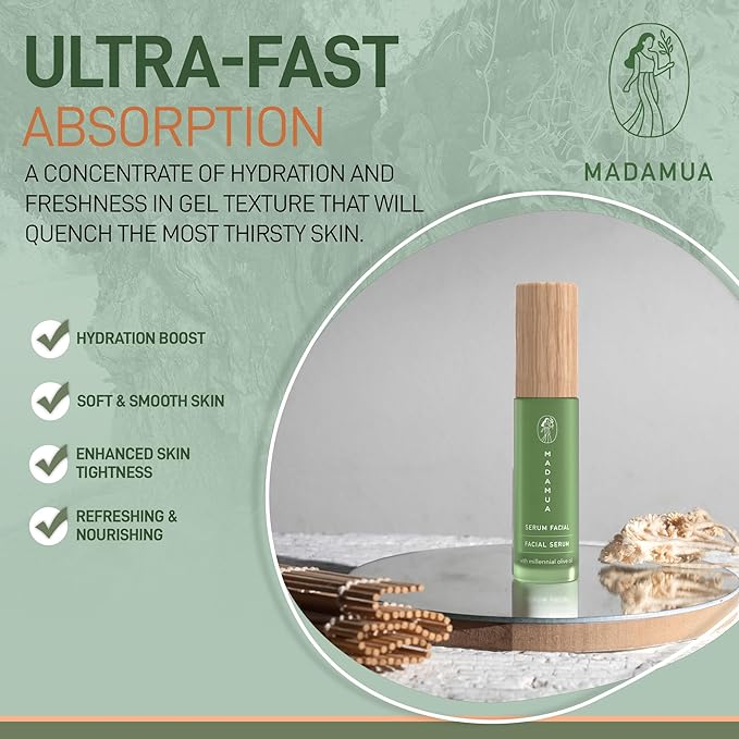 Organic Face Serum for Women - Millenial Olive Oil and Violet Extract Hydrating, Skin Brightening Serum for Face - Facial Skin Care Product for Dry Skin