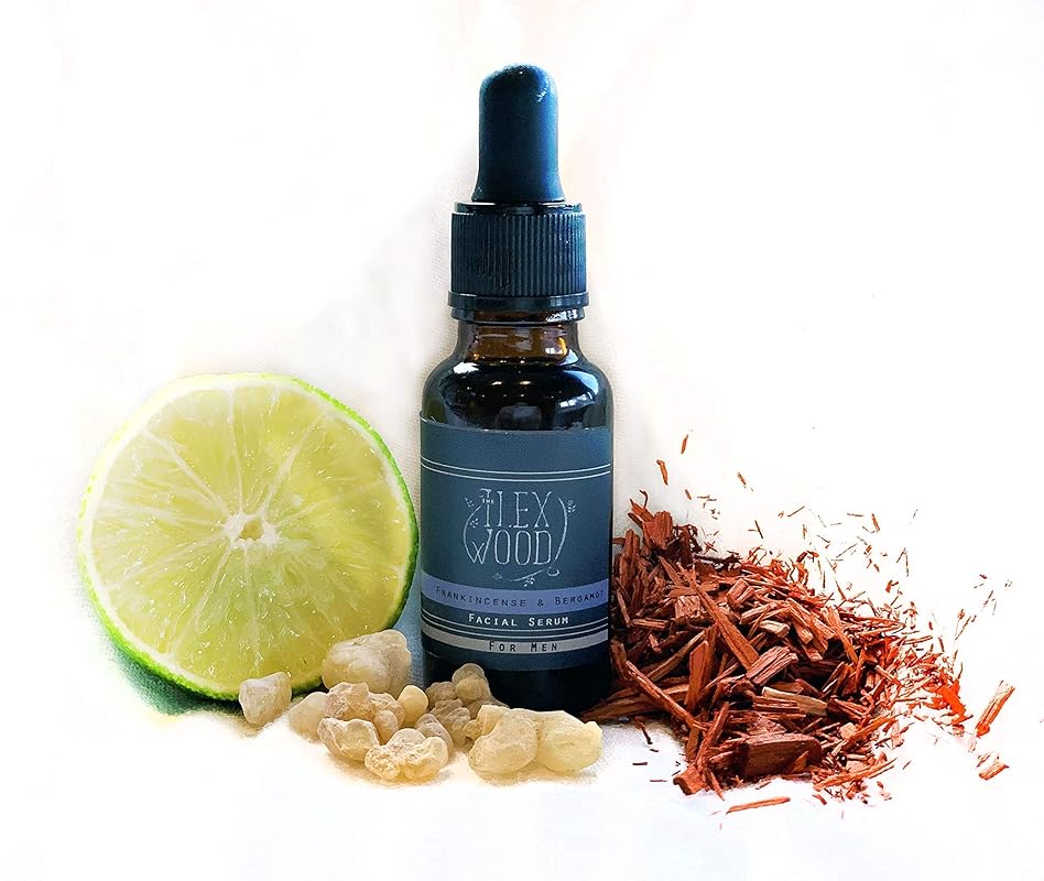 The Ilex Wood - Frankincense and Bergamot Facial Serum - 100% Natural, Vegan, Moisturising for both Men & Women, Cruelty Free, Anti Ageing, Wrinkle and Line Reducing Ingredients - 20ml (0.68 fl oz)