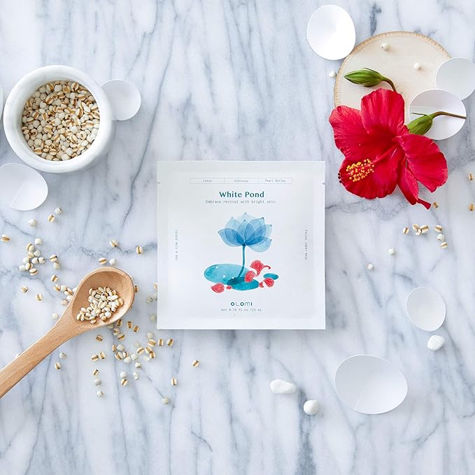 OLOMI - WHITE POND Reviving Face Mask Set for Vibrant Freshness | 4x facial sheet masks