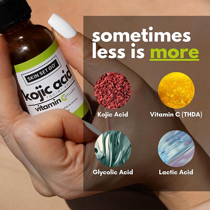 SkinSetGo Dynamic Antioxidant Dark Spot Remover Serum with Kojic Acid, Vitamin C, & Glycolic Acid, For Sun Spots, Age Spots, & Even Skin Tone