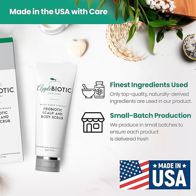 Scalp and Body Scrub - Body, Hair & Face Scrub with Sugar, Green Tea & Coconut Oil to clarify & remove product buildup, 6 oz