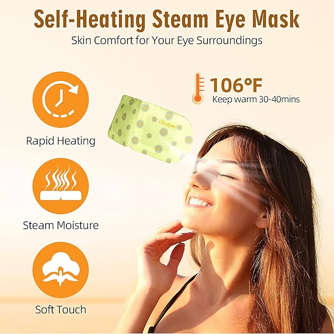 Serfeymi 22 Packs Steam Eye Mask-Disposable Cornea Care Rest Self Heating Eye Mask,Warm Eye Compresses for Dry Eyes,Sleep,Spa,Travel Essentials & Relaxation Gifts,Stocking Stuffers-2 Scents