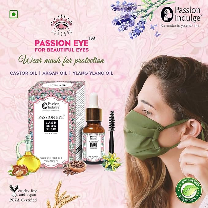Eyelash Growth Serum | Organic Eyebrow Serum, Reduces thinning of lash & brow Infused with Castor Oil | Helps regrowth Naturally lash and brow and darkens lash and brow-10 ml