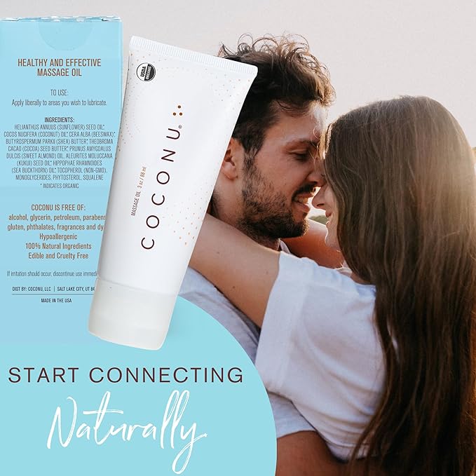 Coconu Oil Based Massage Oils for Date | Organic Coconut Body Oil | Natural & Clean Ingredients, Body Oils for Men, Women, Couples & Personal Use | 3 Oz