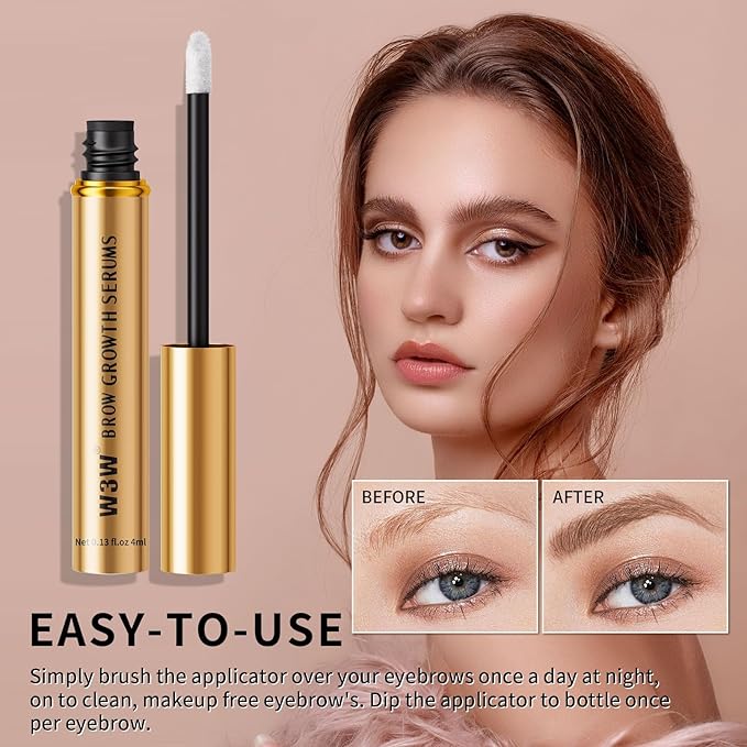 Natural Eyebrow Growth Serum To Grow Brows for Women, Fuller, Thicker, Longer Brows, 4ML Plant Extracts Enhancer, Visible Growth in 4 Weeks, Vegan & Cruelty-Free