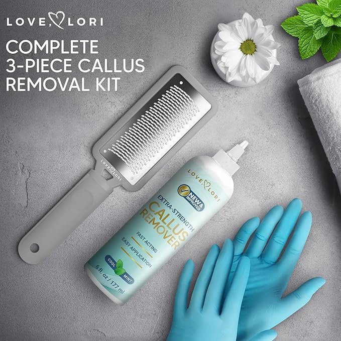 Professional Foot Scrubber Dead Skin Remover Kit - Foot File & Callus Gel Feet Scrubber Scraper Bundle, 6oz