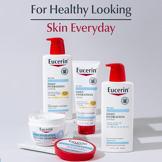 Eucerin Daily Hydration Lotion with SPF 15 - Broad Spectrum Body Lotion for Dry Skin - 16.9 fl. Oz. Pump Bottle (Pack of 3)
