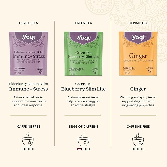 Yogi Organic Tea Sampler Gift Box - Assorted Delicious Wellness Teas - 9 Favorite Herbal, Green & Black Teas - Tea Gift Set & Variety Pack (45 Tea Bags)