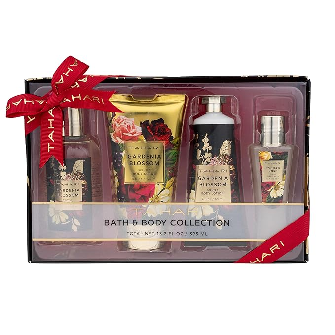 Tahari Vanilla Jasmine Spa Gift Set for Women – Luxurious Bath Kit with Body Lotion, Body Wash, Hand Cream & Body Mist – Perfect SelfcareGifts for Women (Midnight Floral)