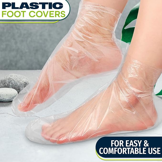 200Pcs Plastic Foot Covers Disposable Socks Foot Gloves - Paraffin Baths Foot Moisturizer Socks - Foot Moisturizing Socks Pedicure Bags for Feet Spa Socks for Women Plastic Socks for Moisturizing Feet