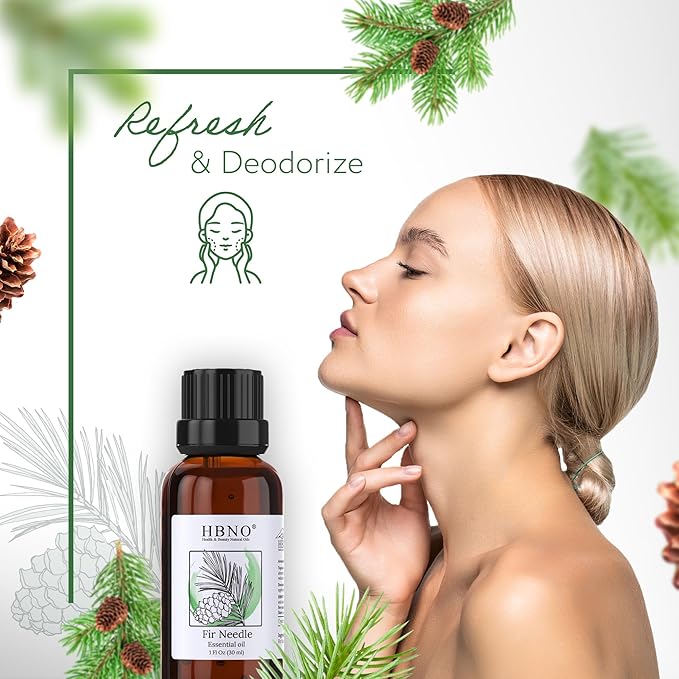 HBNO Fir Needle Essential Oil - 1 oz (30ml) Travel Size - Natural Fir Needle Oil - Perfect for Cleaning, Aromatherapy, DIY, Soap & Diffuser - Pine Needle Essential Oils