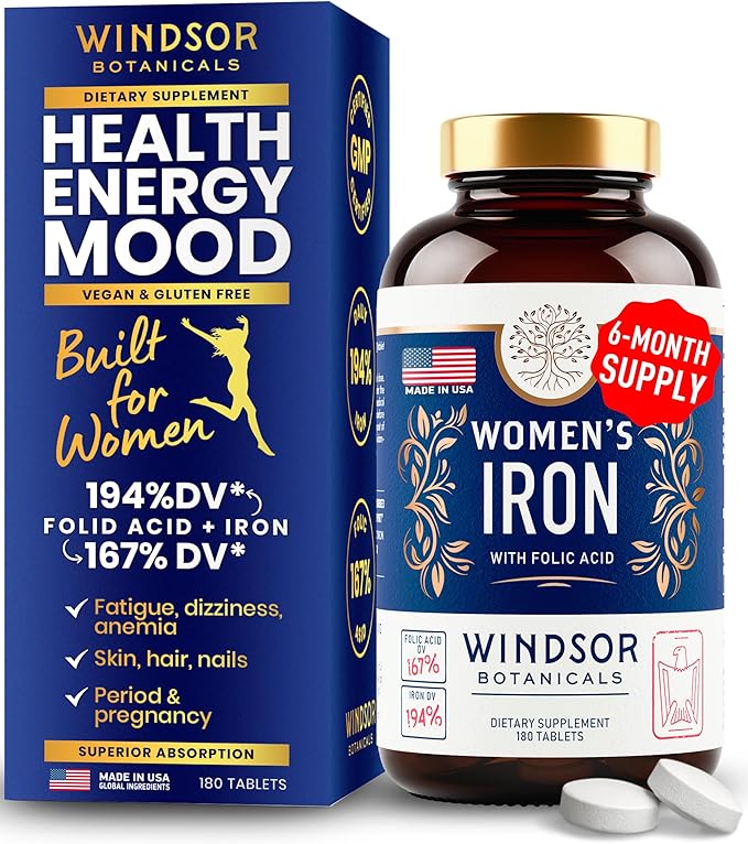 WINDSOR BOTANICALS Liquid Collagen and Iron for Women Beaty and Wellness Bundle