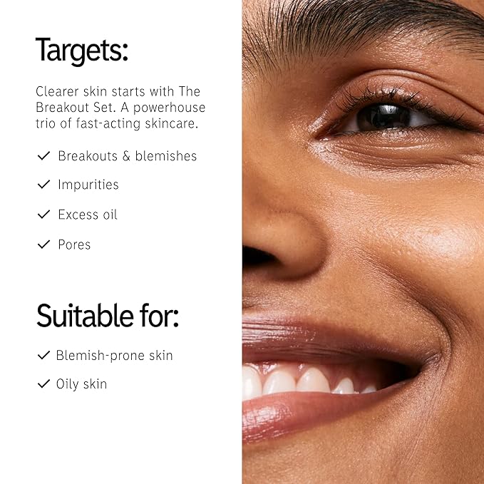 The INKEY List Acne Treatment Set – Salicylic Acid Cleanser, Niacinamide Serum & Succinic Acid Spot Treatment – Clears Acne, Breakouts & Blemishes – Skincare for Oily, Acne-Prone Skin