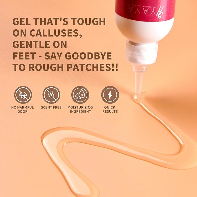 Yaya Callus Remover for Feet - Extra Strength - Vitamin E + Moisturizing Effect - Foot Scrubber File and 5 Pink Latex Gloves - Callus Remover Gel 8OZ - Foot Spa Kit