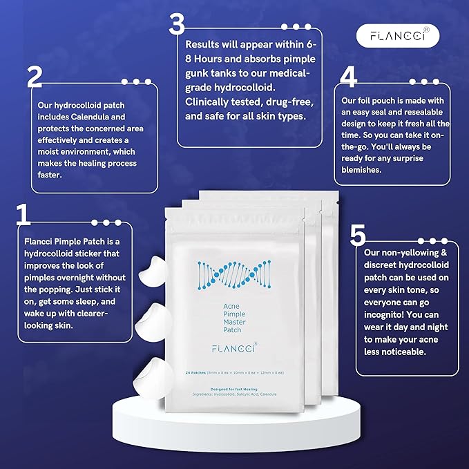 Pimple Patch Acne Patches Facial Skin Care Products, Blackhead Remover Skincare, Pimple Patch for Face and Hydrocolloid Acne Treatment Patch Salicylic Acid, Acne Spot Treatment (24 Count (Pack of 1))