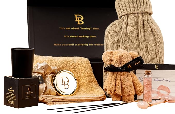 Wellness Box 12pc Self Care Spa Gift Set Basket for Women - Loving Gift Basket for Mothers Day, Birthday, Best Friend set, Womens Beauty Kit. Luxury Gifts with Scented Candle, Jade Roller, Bath Bomb.