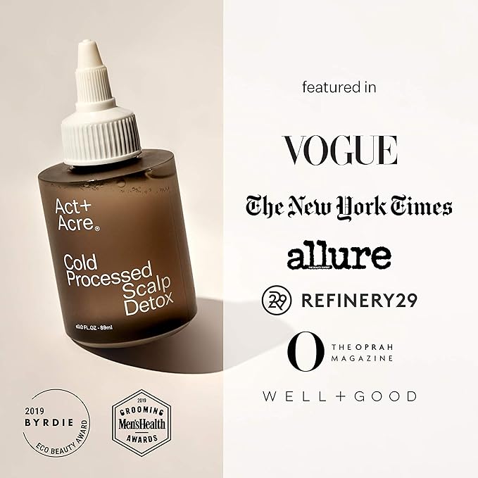 ACT+ ACRE Cold Processed Scalp Detox Oil - Sulfate-Free Care for Flaky, Dry and Itchy Scalp - Promotes Thicker, Fuller-Looking Hair