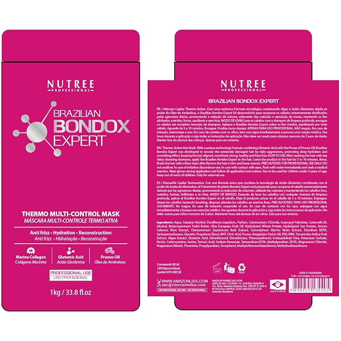 Amazonliss Keratin Hair Treatment Set 8.45 Fl Oz + Brazilian Bondox Hair Treatment Masks 33.8 Fl Oz – Smooths, Softens, Moisturizes, Adds Shine, Reduces Frizz, Deep Repair with Collagen and Almond Oil