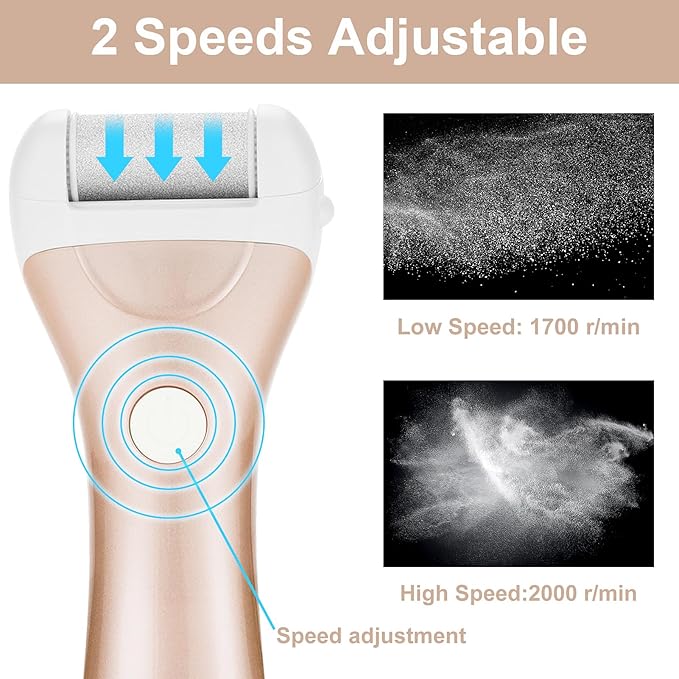 Callus Remover for Feet, Nicebirdie Electric Foot File Callus Removers Rechargeable Waterproof Pedicure Tools Foot Scrubber Shaver Feet Care Tool for Cracked Heels Dead Skin (Golden)
