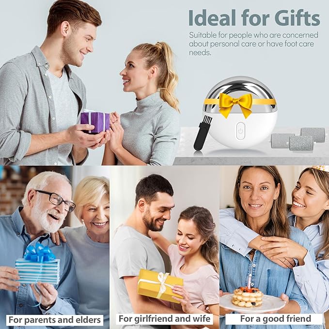 Automatic Callus Remover for Feet, Rechargeable Pedicure Tools for Feet, Electric Foot Callus Remover with 3 Roller Heads 2 Speed, Waterproof Foot File Perfect for Dead Hard Cracked Dry Skin