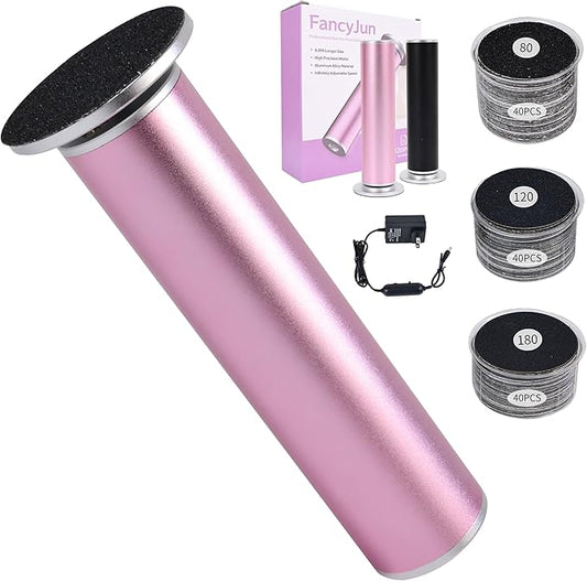 Professional 800RPM Electric Foot Callus Remover with 120pcs Sandpaper Discs, 4.8IN Aluminum Callus Remover for Feet, Stepless Speed Control Foot File for Dead Skin (Purple)