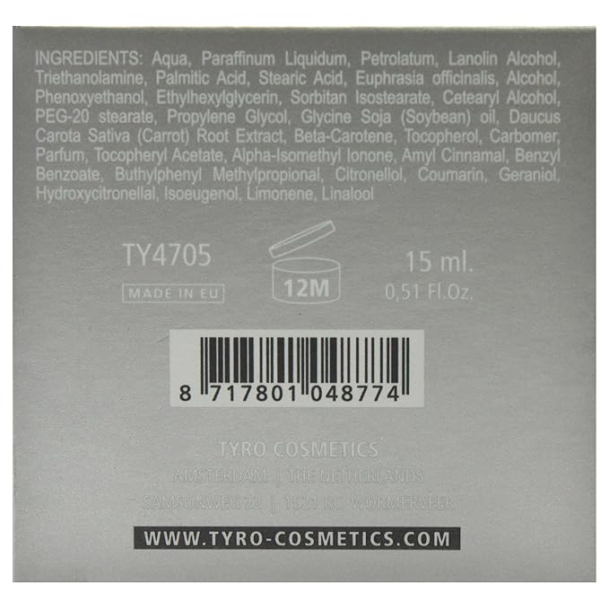 Tyro Day And Night Eye Cream - Works Day And Night To Let The Delicate Skin - Around The Eyes Appear Refreshed - To Optimize The Moisture Balance Of The Skin - Suitable For Dehydrated Skin - 0.51 Oz