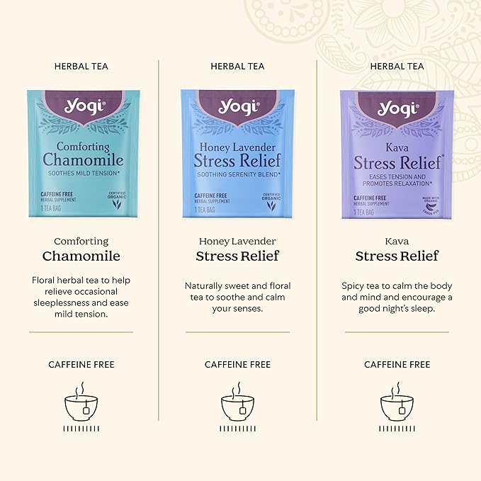 Yogi Tea Relaxation Sampler Box – Easter Basket & Stress Relief Gifts - 8 Favorite Herbal Teas (32 Tea Bags) - Assorted Delicious Wellness Teas - Caffeine Free - Variety Pack Sampler