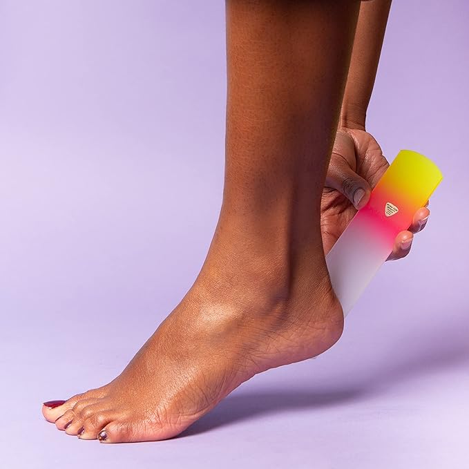 Bona Fide Beauty Czech Glass Foot File with Sleeve. Foot Callus Remover Made in The EU (Sunset Color)