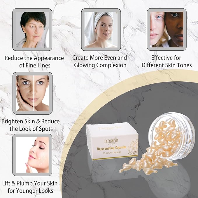 Serum Capsules for Face Skin Care - Boost Elasticity and Revive Collagen - Correction of Wrinkles and Tone Repair - Anti Aging, Hydrating, Lifting - 30 Capsules