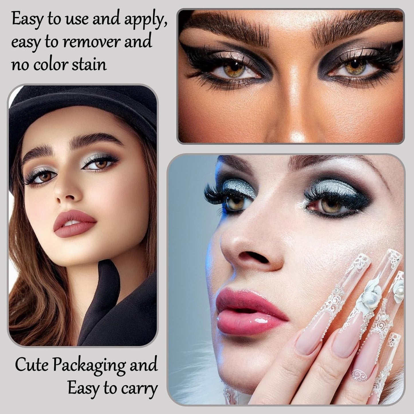 Black Grey Smoky Eyeshadow Palette,15 Colors Matte Shimmer Pigmented Eye Shadow Makeup Palette Set with 3 Eyeshadow Brushes,Glitter Eye Shadow for Daily Halloween Goth Makeup(N)