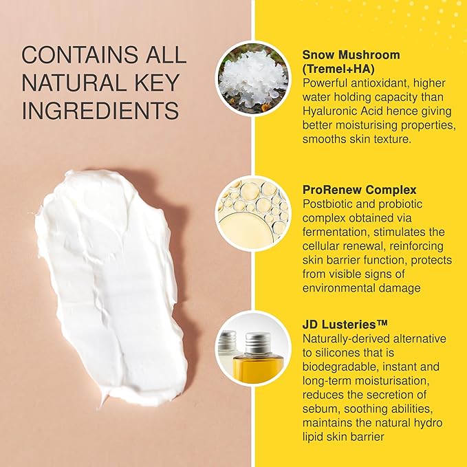 The Jojoba Company Overnight Multi-Biotic Moisture Cream with Snow Mushroom & ProRenew Complex โ Hydrating Night Cream for Dry, Sensitive Skin โ Nourishing, Lightweight